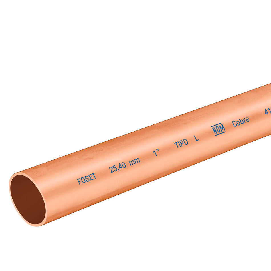 Tubo de 1' de cobre tipo 'L' , de 3 m, F