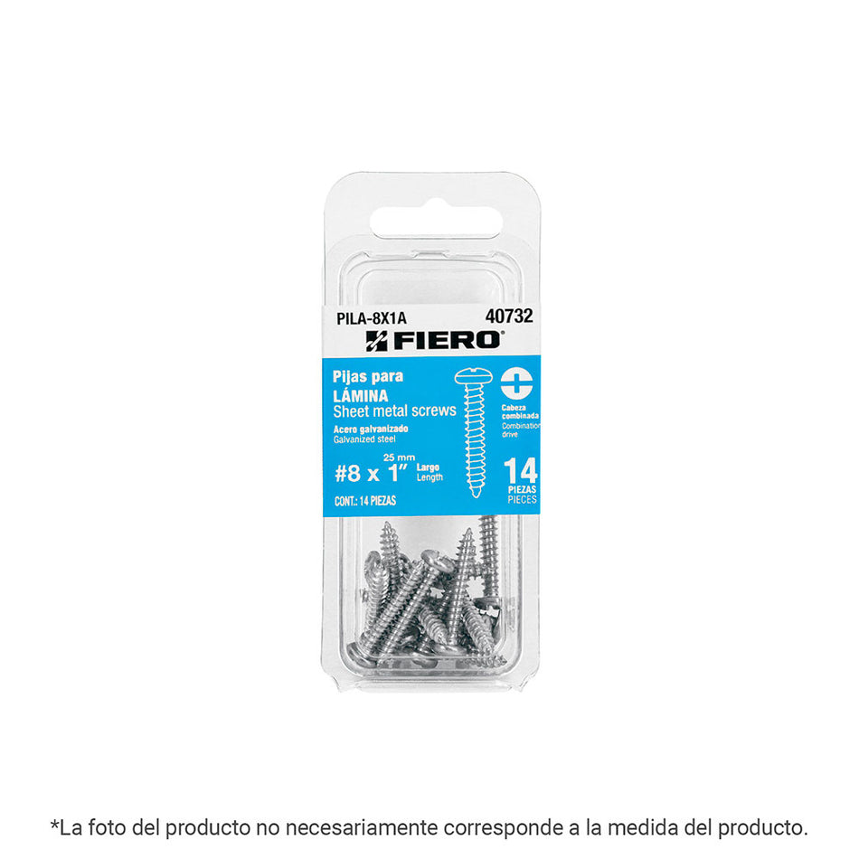 Blíster con 6 pijas para lámina, #10 x 2
