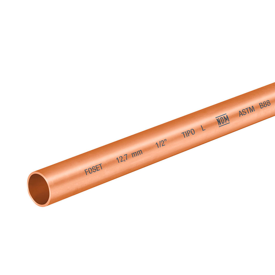Tubo de 1/2' de cobre tipo 'L' , de 3 m,