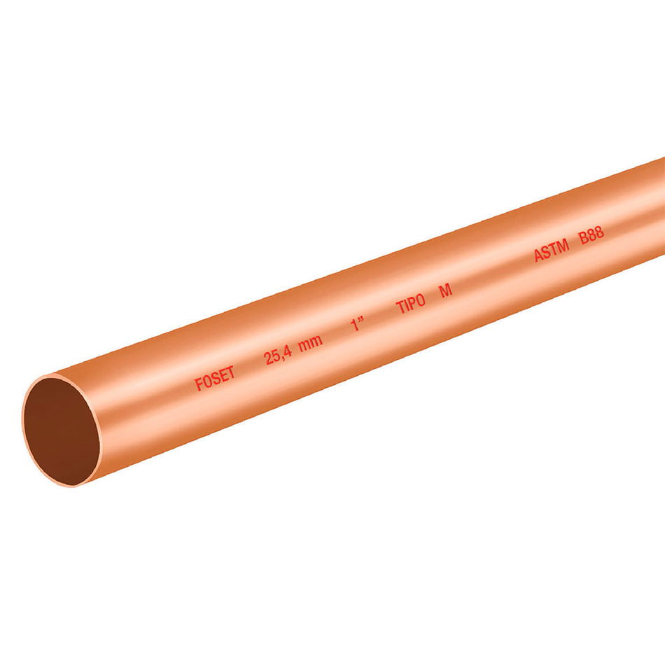 Tubo de 1' de cobre tipo 'M' , de 3 m, F