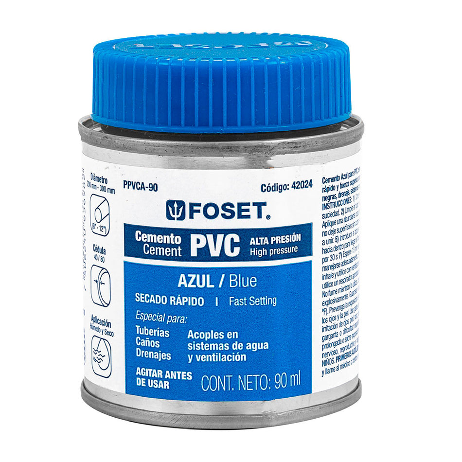 Cemento azul para PVC en bote de 90 ml,