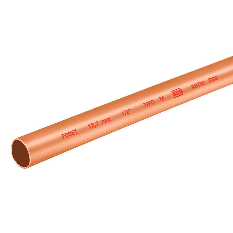 Tubo de 1/2' de cobre tipo 'M' , de 3 m,
