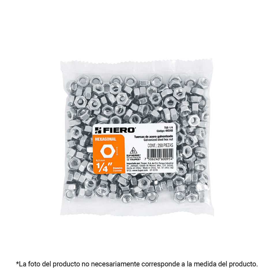 Bolsa con 6 tuercas 1' hexagonales de ac