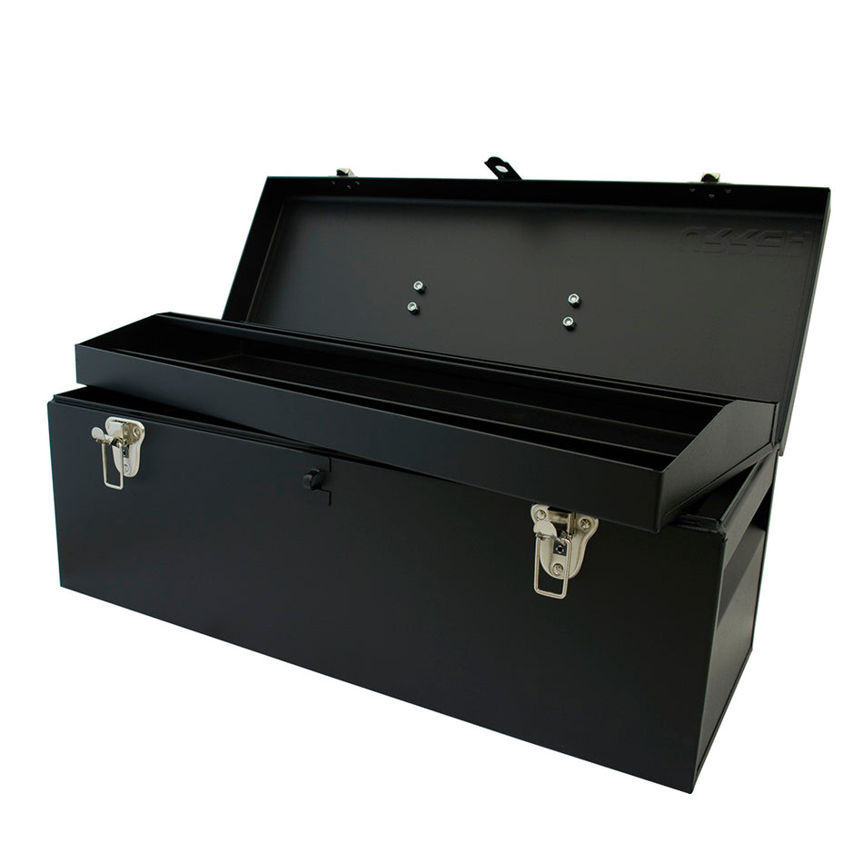 Caja portaherramientas metálica con asa metálica color negro  24" x 9" x 9" Urrea D7C20