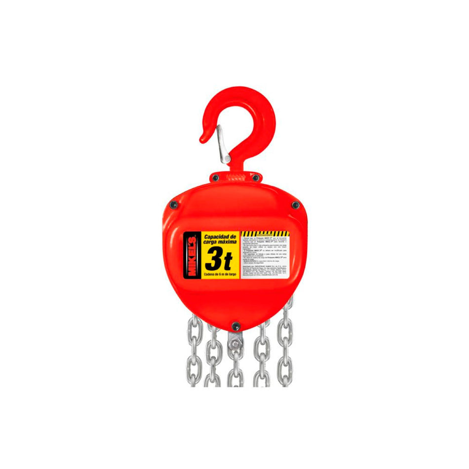 Polipasto manual (3 ton, cadena 6 mts),