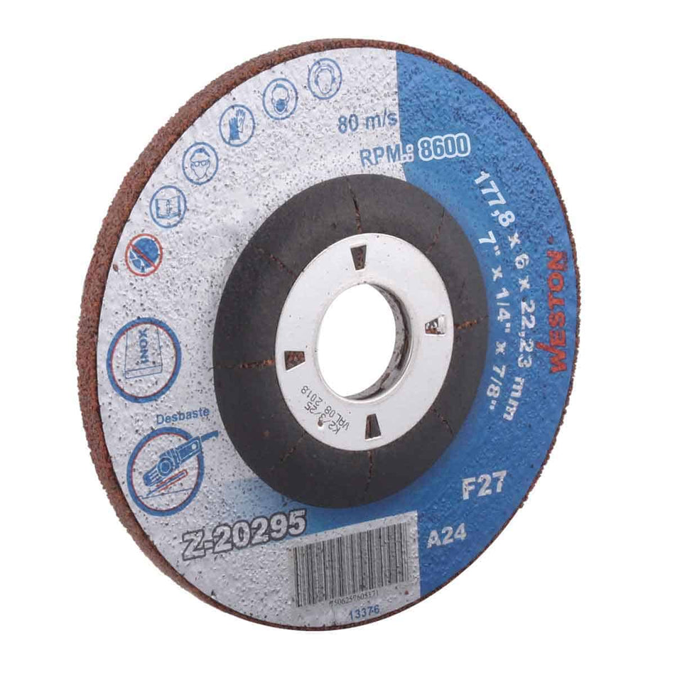 DISCO D/DESBASTE P/INOXIDABLE 7 x 1/4(6.