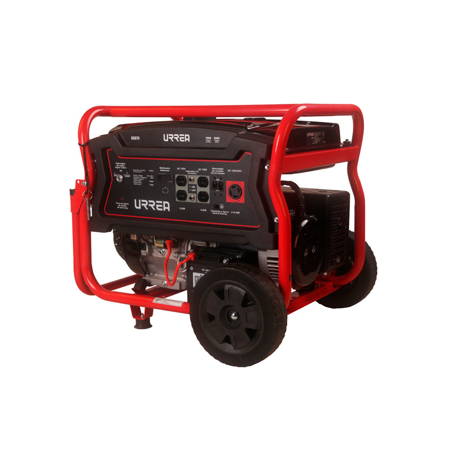 Generador a gasolina 7000 W, 420 cc, voltaje de salida 120-240 V Urrea GG870