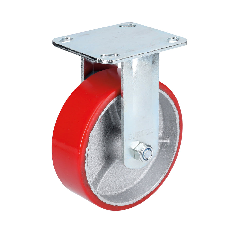 Rodaja de fierro con poliuretano rojo fija 6" Surtek RP15F