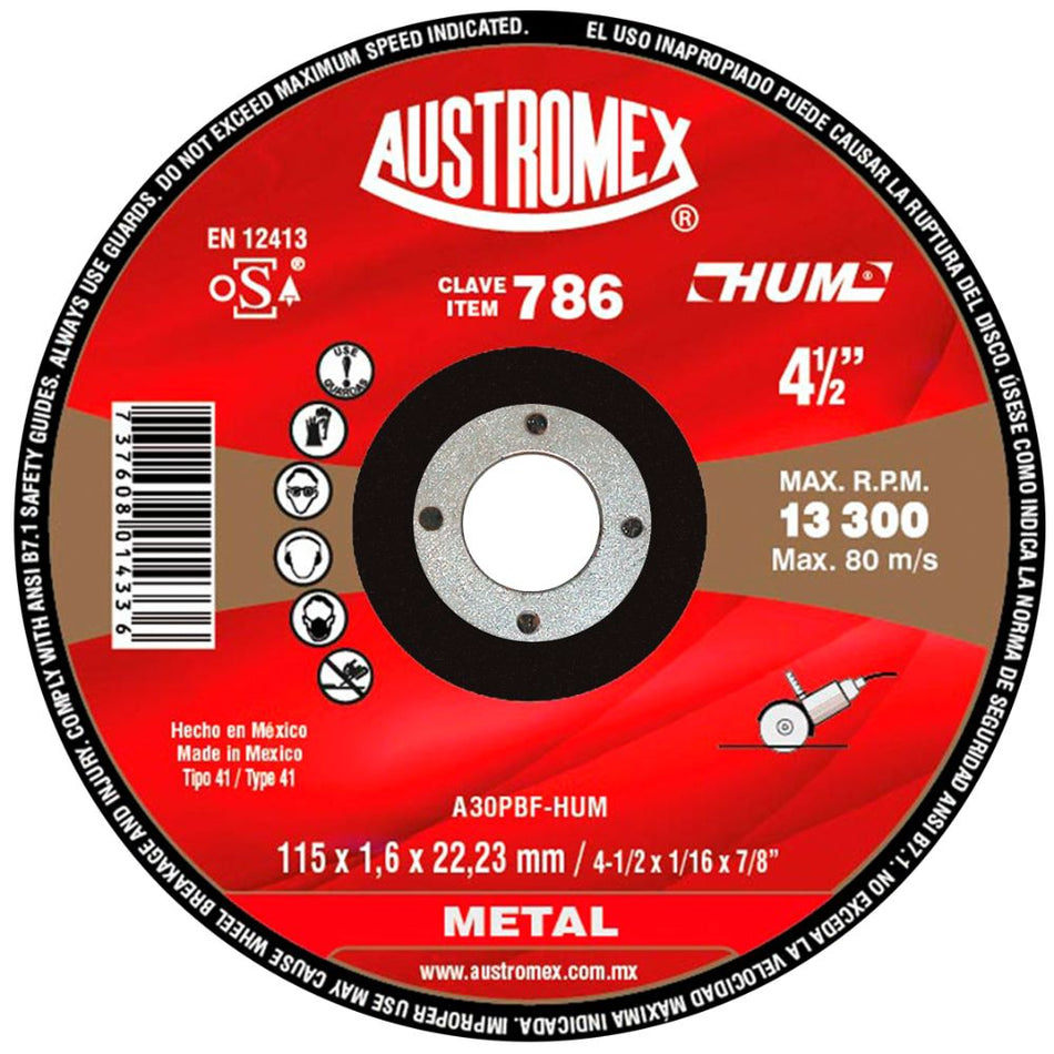 Disco abrasivo para corte de metal de 11