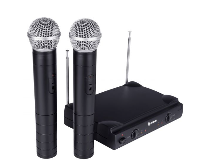SISTEMA DE 2 MICROFONOS INALAMBRICOS VHF