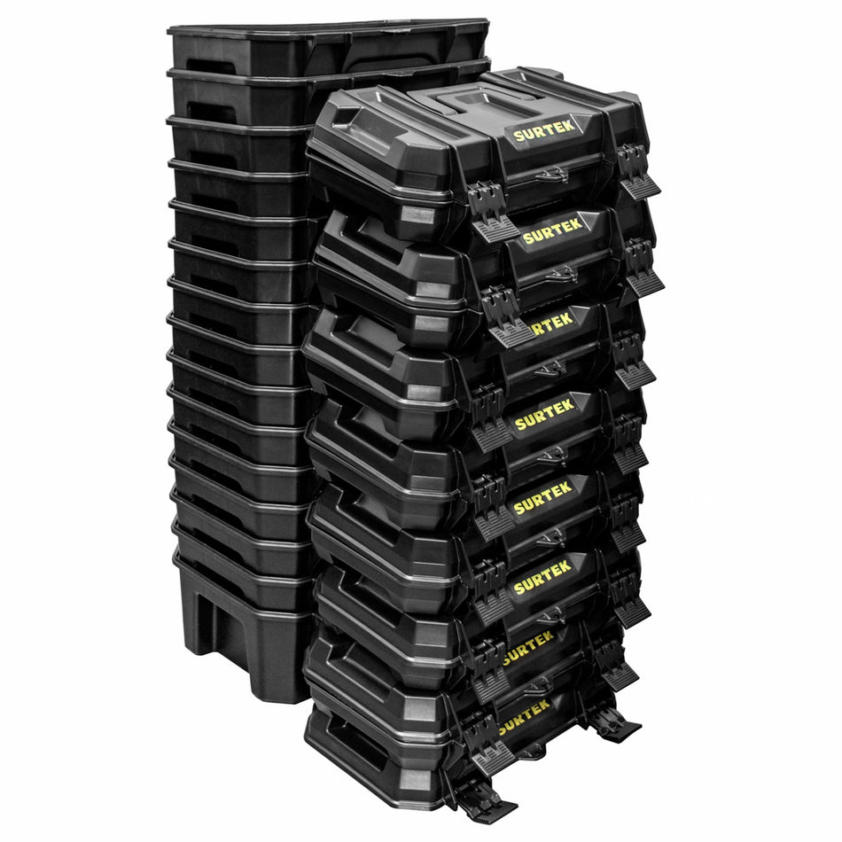 Juego de cajas portaherramientas plásticas con broches plásticos 19" x 10", 15 piezas Surtek CPS19NT