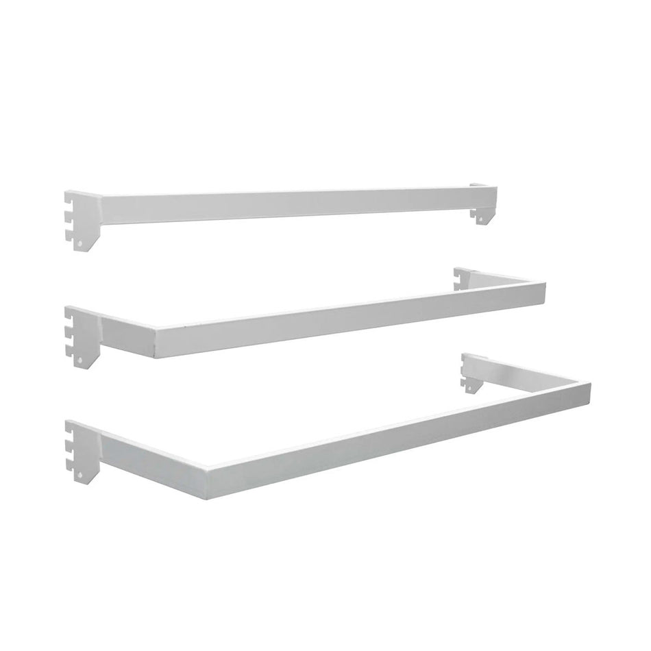 Juego de barras para cabecera de góndola 84.5 x 5 x 28 cm, 3 piezas color blanco Urrea JBARC