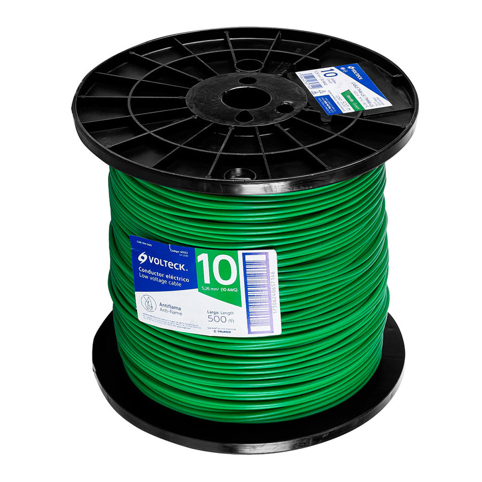 Metro de cable THHW-LS 10 AWG verde en c