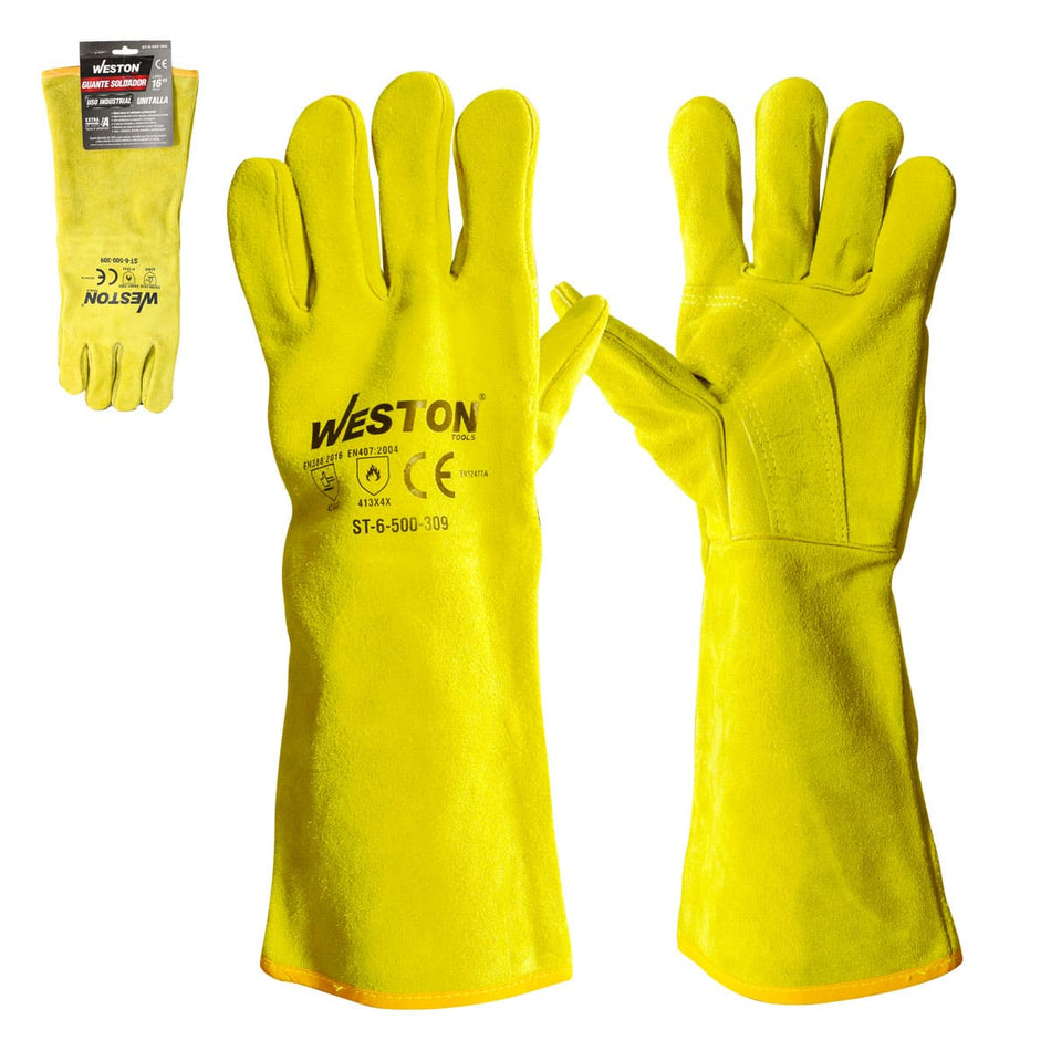 GUANTE SOLDADOR AMARILLO C/ REF. EN PALM