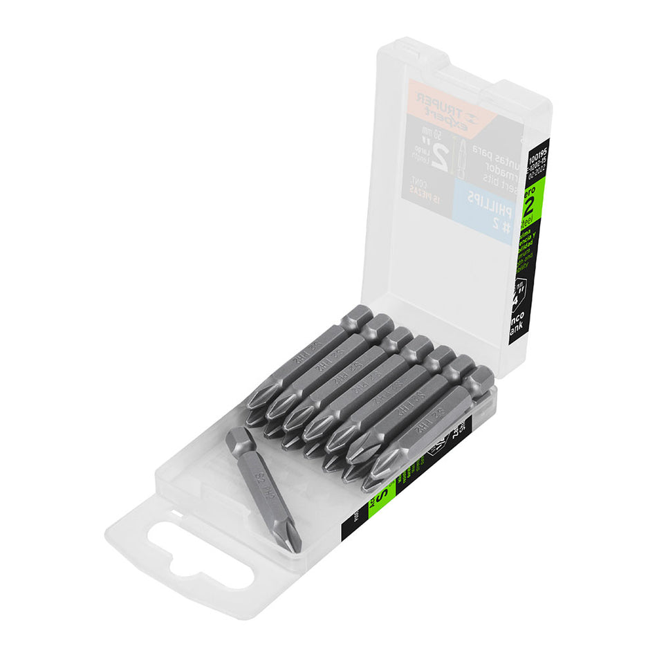 Estuche con 15 puntas de cruz PH2 largo