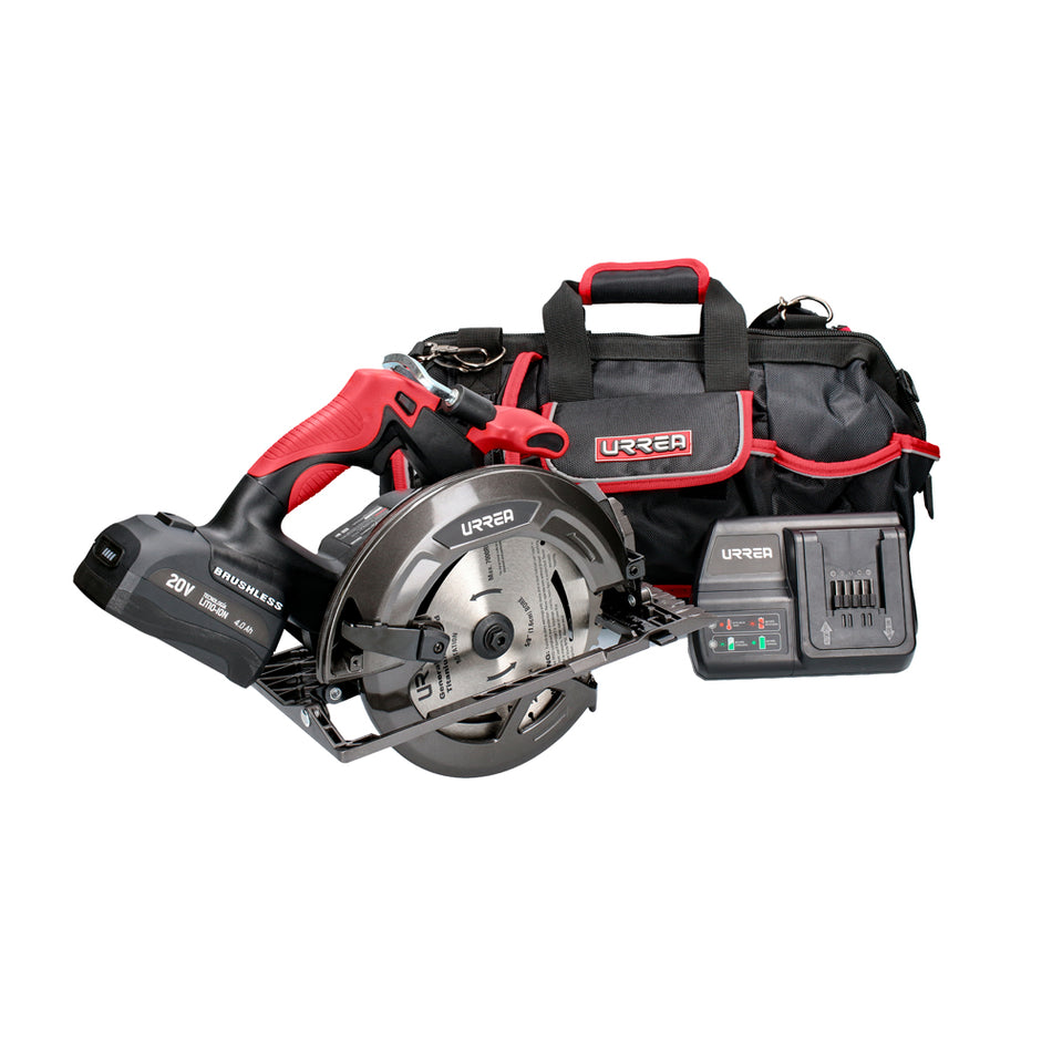 Juego de sierra circular a batería Li-ion 20 V, 4 piezas en maleta Urrea JC01