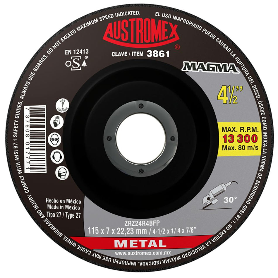 Disco abrasivo para desbaste de acero, f
