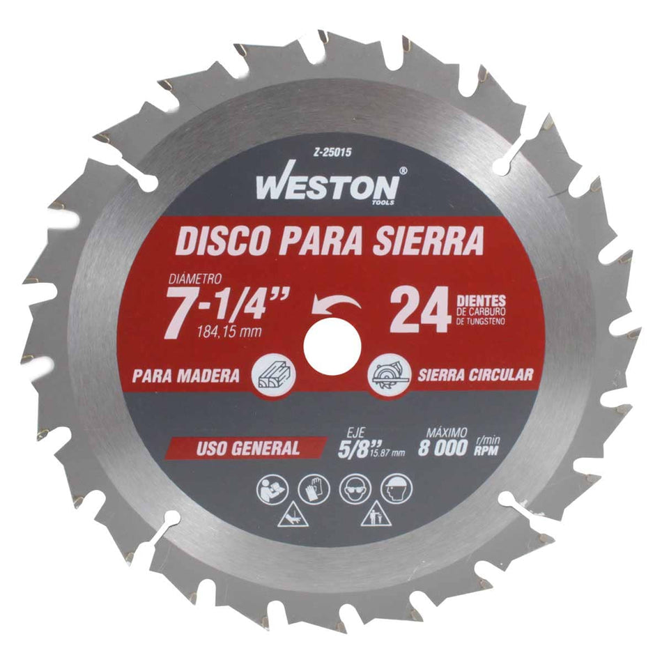 DISCO PARA SIERRA CIRCULAR P/MADERA 7-1/