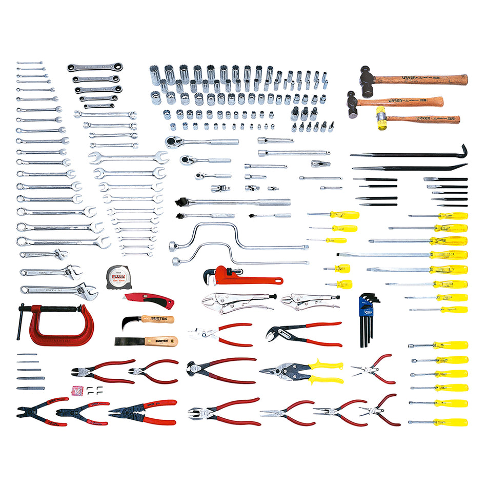 Juego intermedio industrial métrico 201 piezas, sin gabinete Urrea 99550