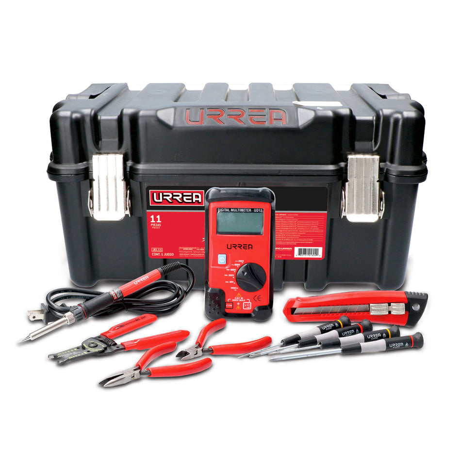 Juego de herramienta para electrónico 11 piezas, con caja plástica Urrea JEL11