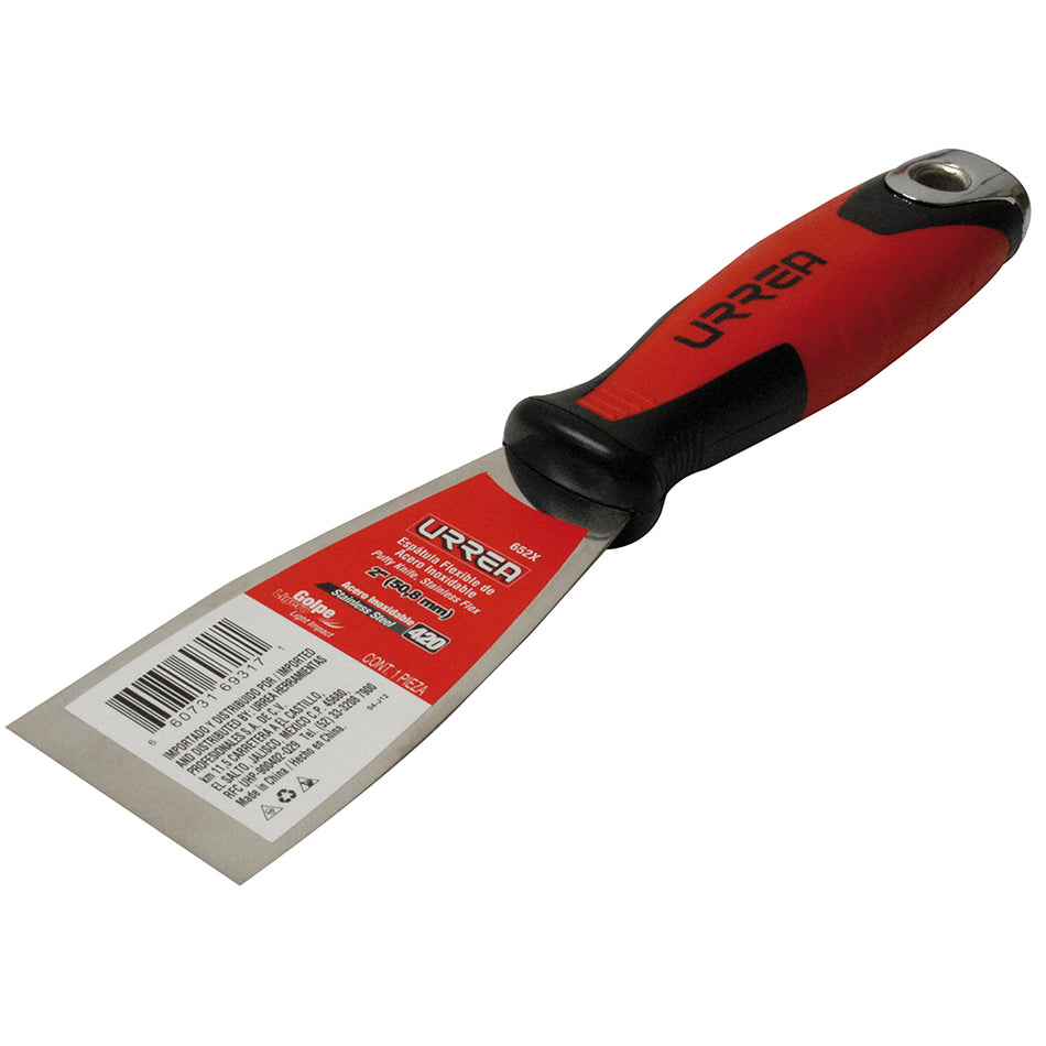Espátula flexible de acero inoxidable con mango bimaterial 2" Urrea 652X