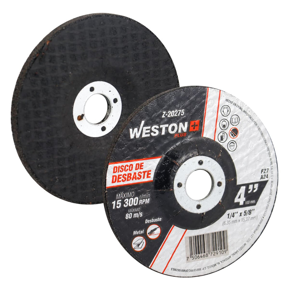 DISCO D/DESBASTE P/METAL 4''x1/4''x5/8"