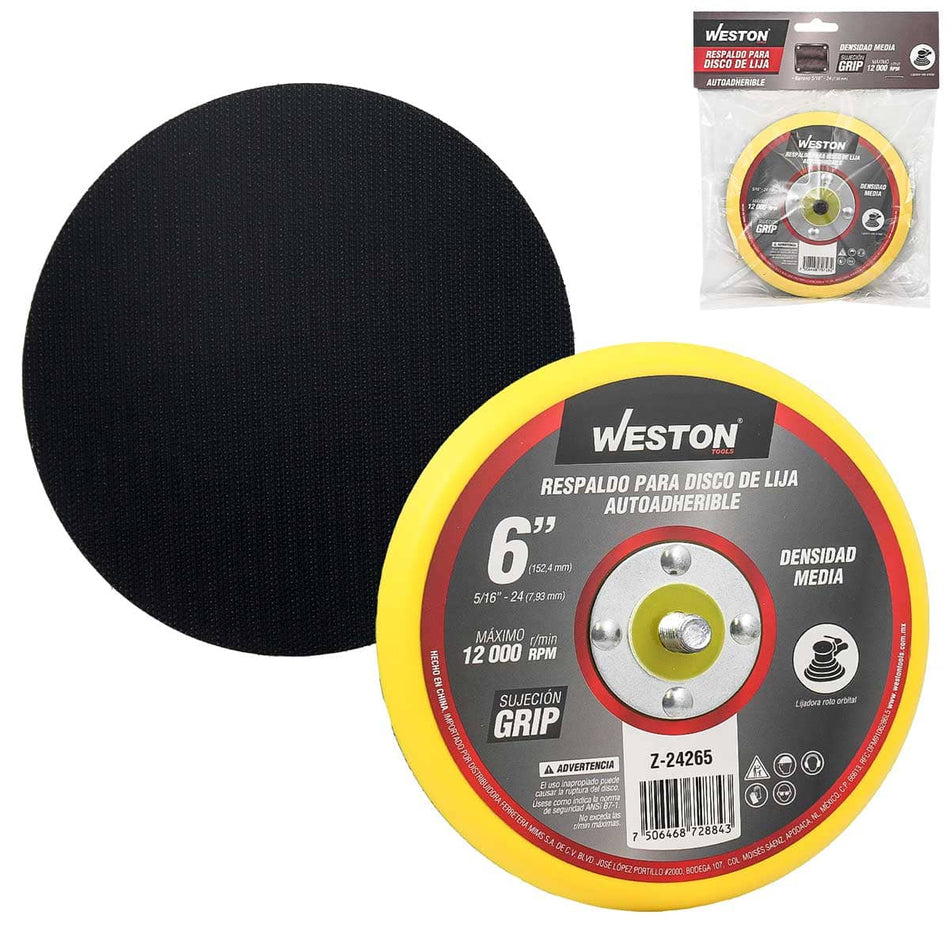 PAD ACCIÓN DUAL 6" GRIP ENT. 5/16"-24, W