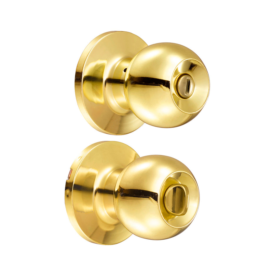 Pomo tubular bola función baño, latón brillante, blíster Lock 17PO