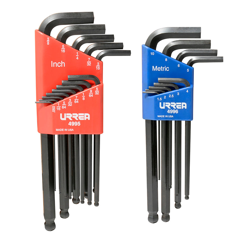 Juego de llaves hexagonales tipo "L" punta de bola, combinadas, 22 piezas en blíster Urrea 49822