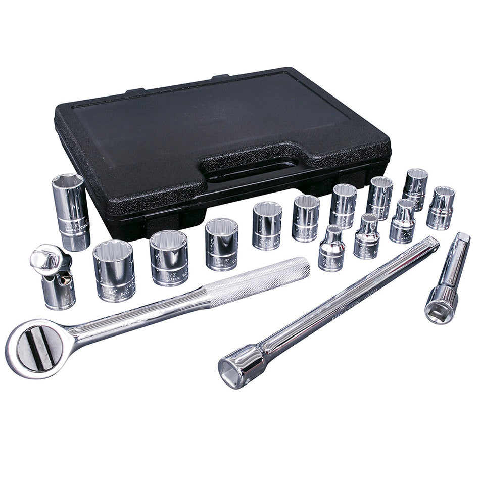 Juego de dados y accesorios cuadro de 1/2" en pulgadas, 17 piezas Urrea 5400P