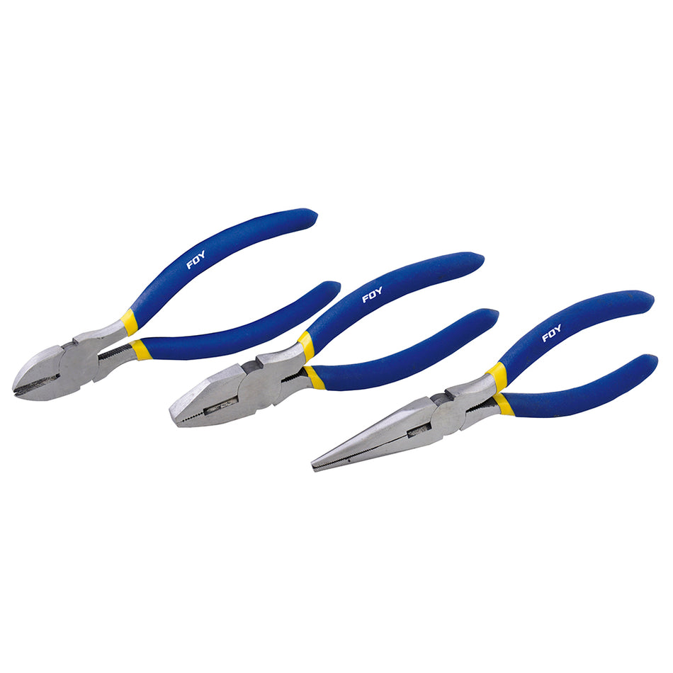 Juego de pinzas para electricista con mango con doble plastisol, 3 piezas Foy 142020
