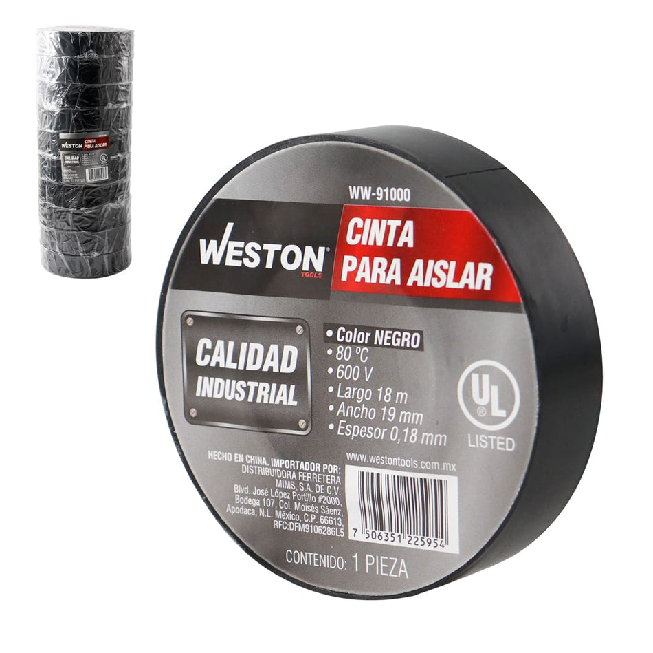 CINTA PARA AISLAR 18 m X 19 mm COLOR NEG