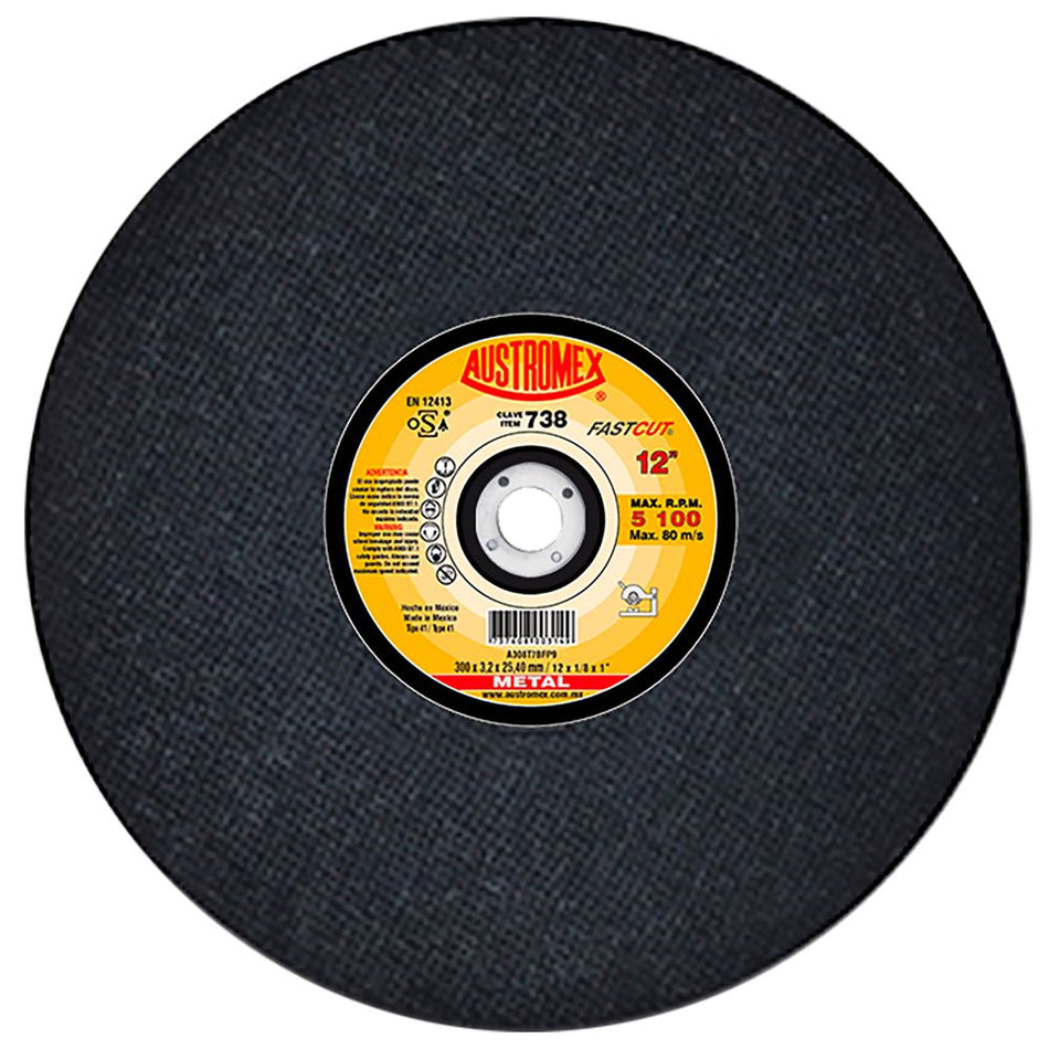 Disco abrasivo para corte de acero y fun