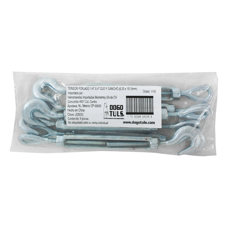 TENSOR FORJADO 1/4" X 4" OJO Y GANCHO DOGOTULS JG5033