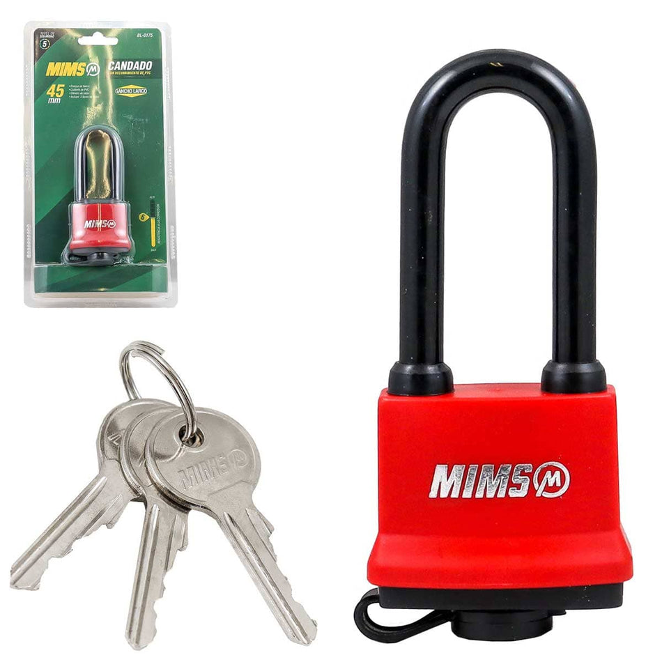 CANDADO RECUB. PVC DE HIERRO 45MM G. LAR