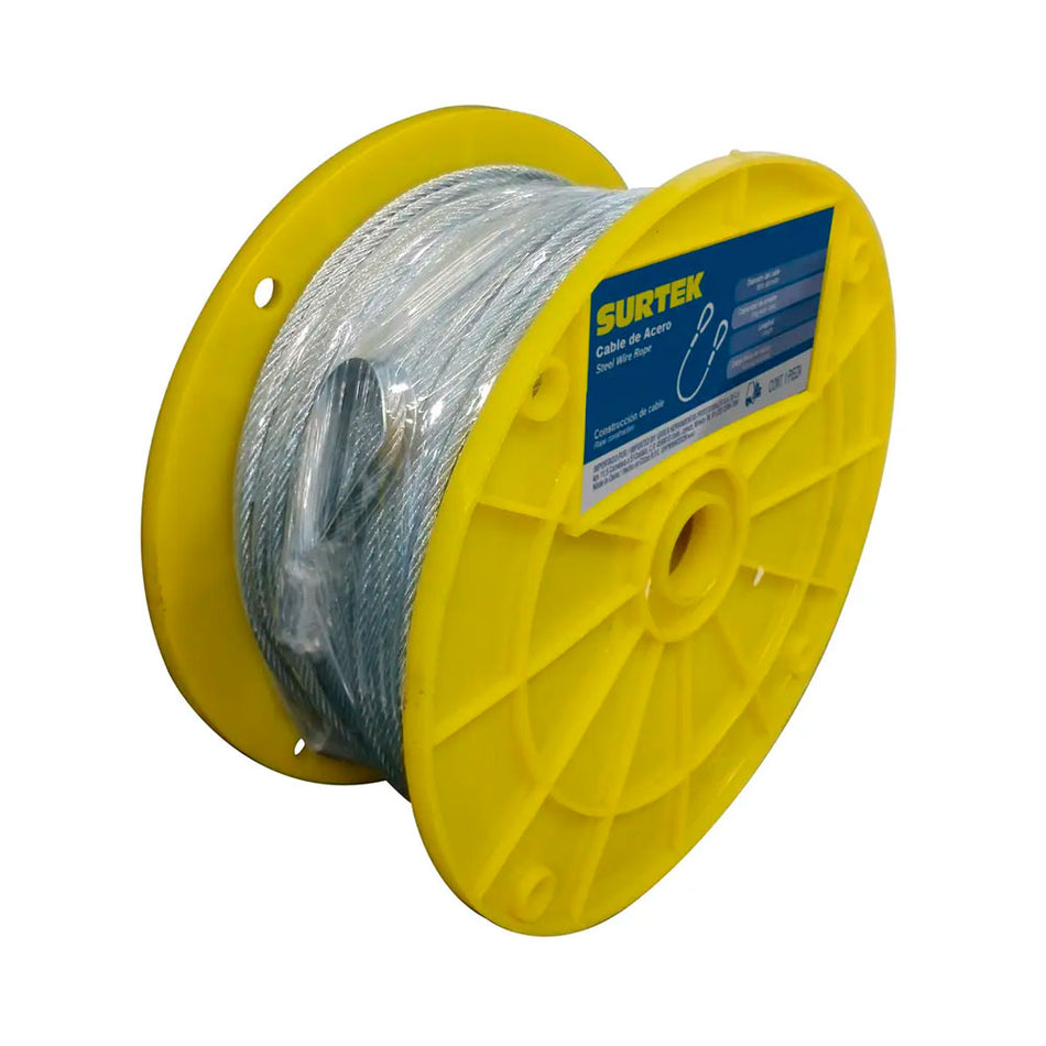 Cable de acero con guardacabo 3/32" x 76 m construcción de 7 x 19 Surtek CA213