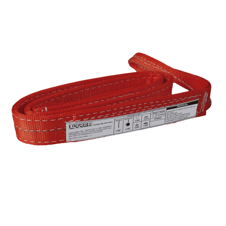 Eslinga de poliéster plana tipo ojo-ojo reforzada 3" x 10 m, 2 capas Urrea EP2310