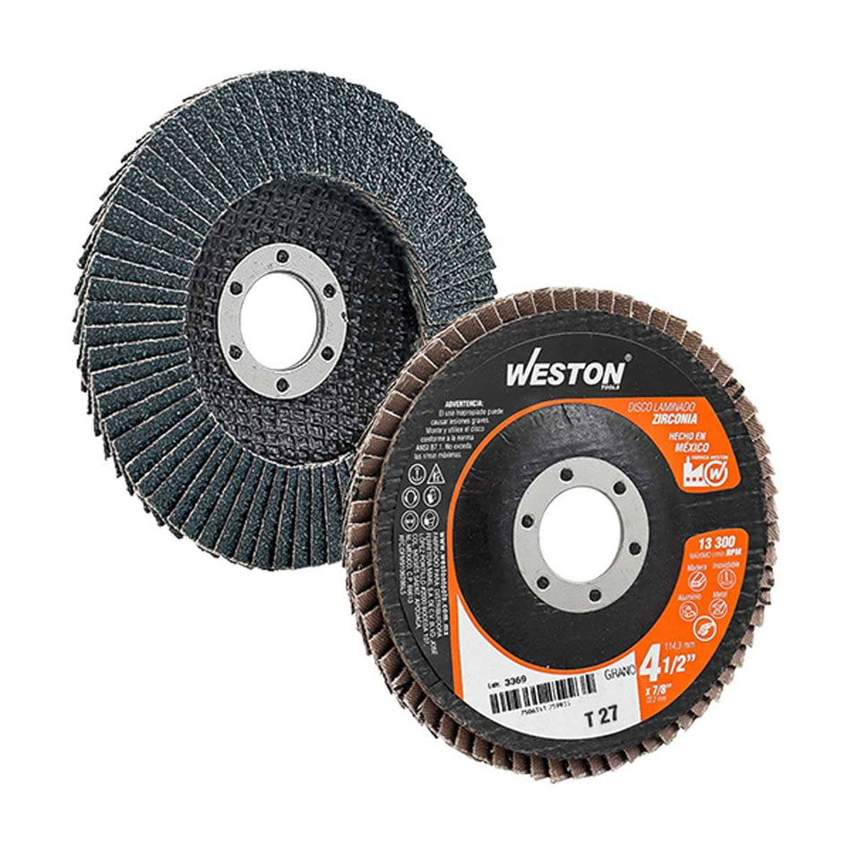 DISCO LAMINADO ZIRCONIO 4-1/2X7/8" G40 T