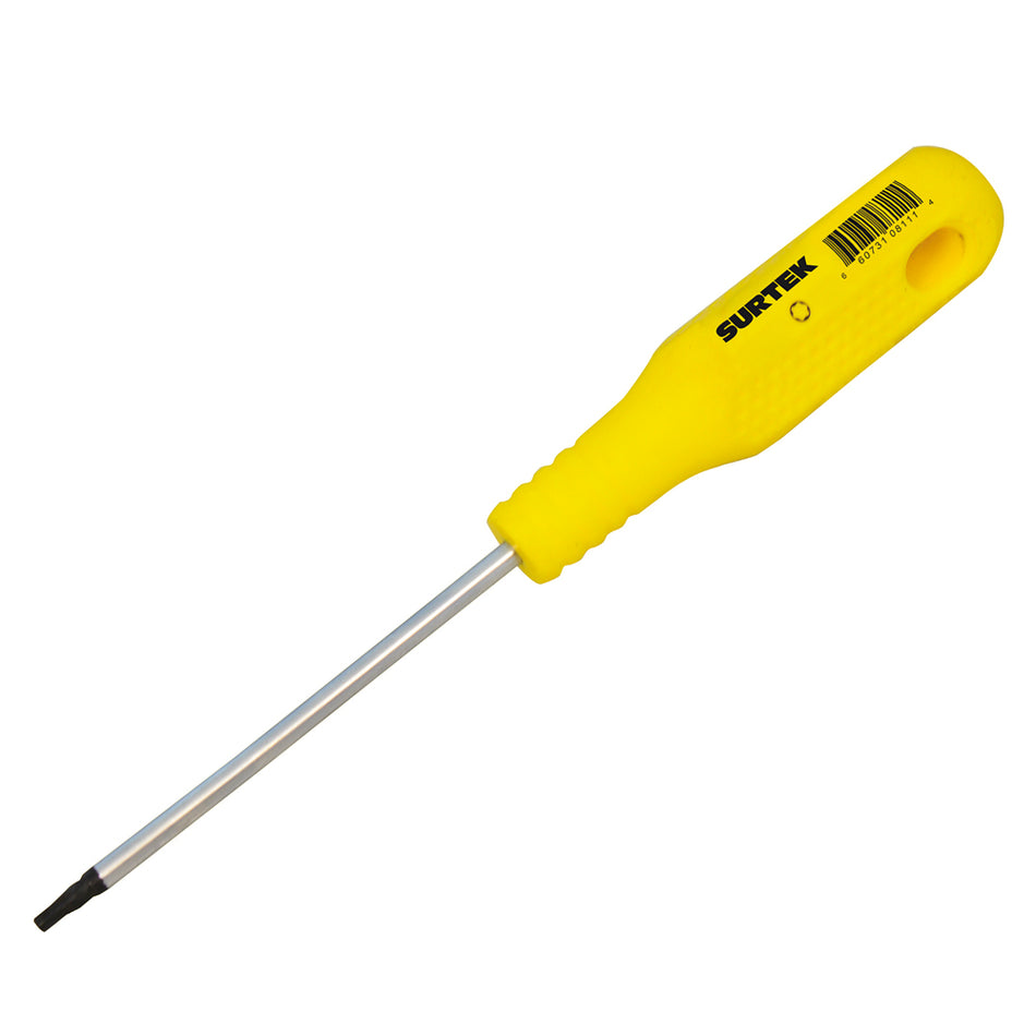 Destornillador con mango amarillo, punta Torx barra redonda  T25 x 4" Surtek D4325