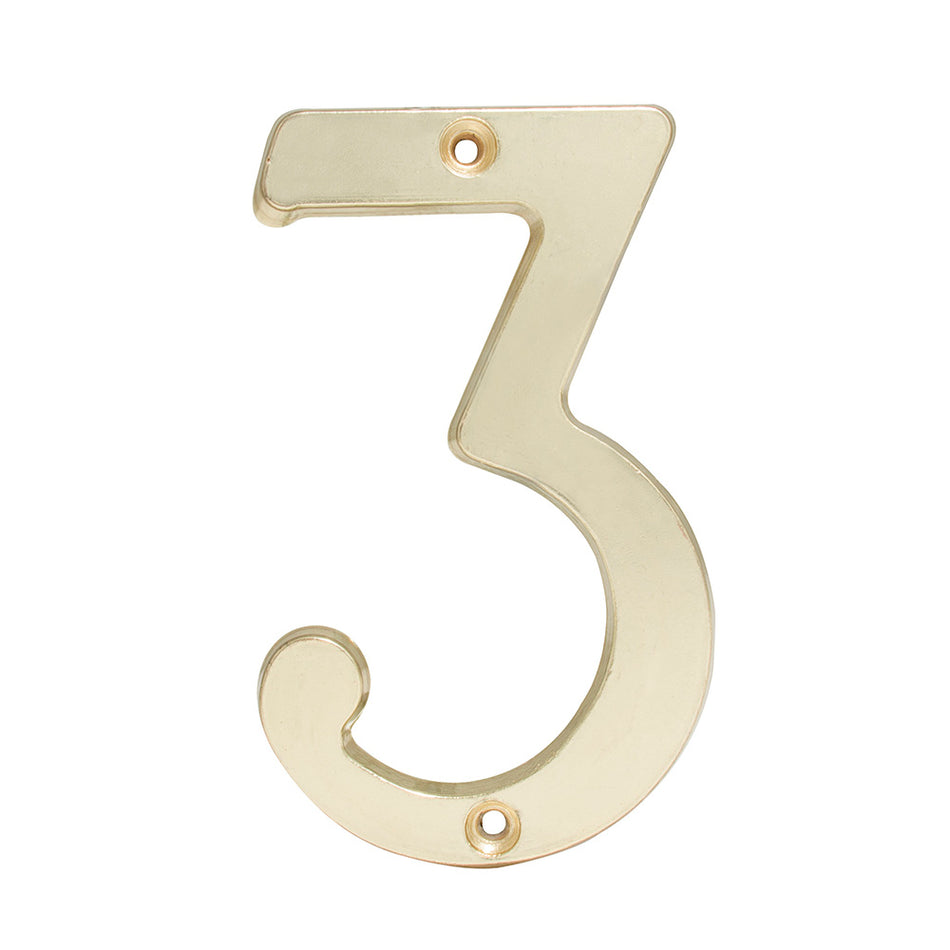 Número 3 slim 4" latón brillante Lock L6803LB