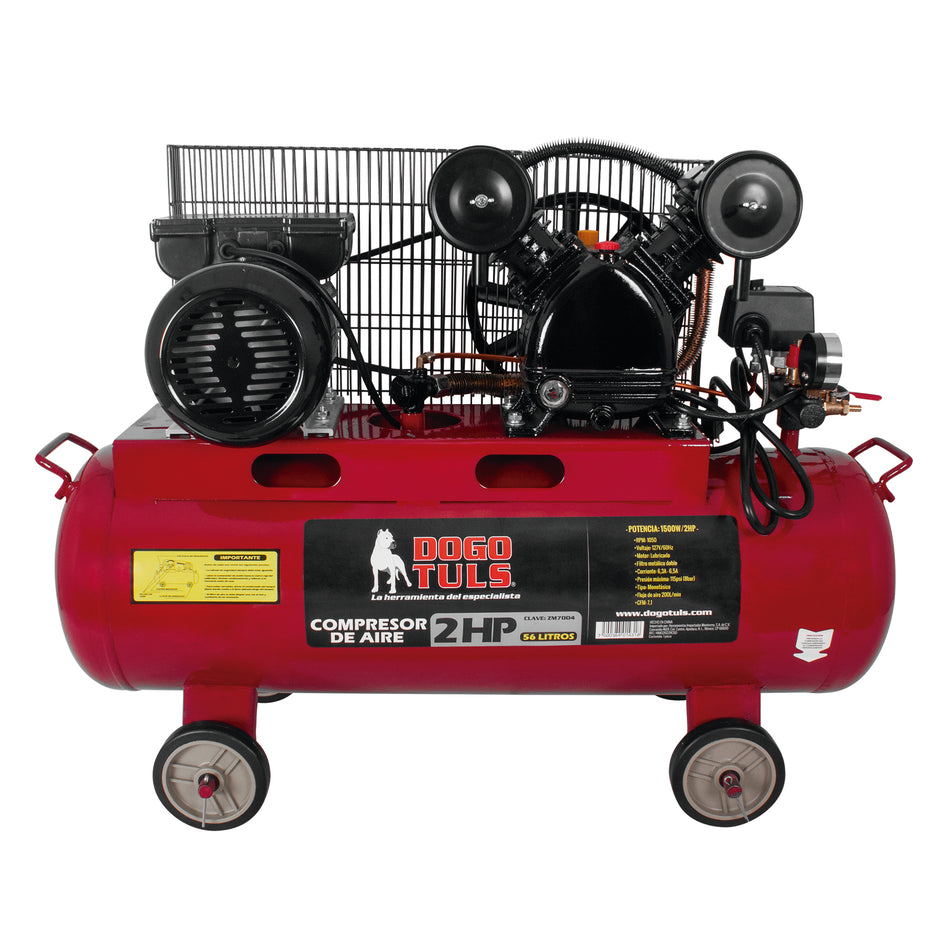 COMPRESOR AIRE 2HP 56L BANDA COBRE DOGOTULS ZM7004