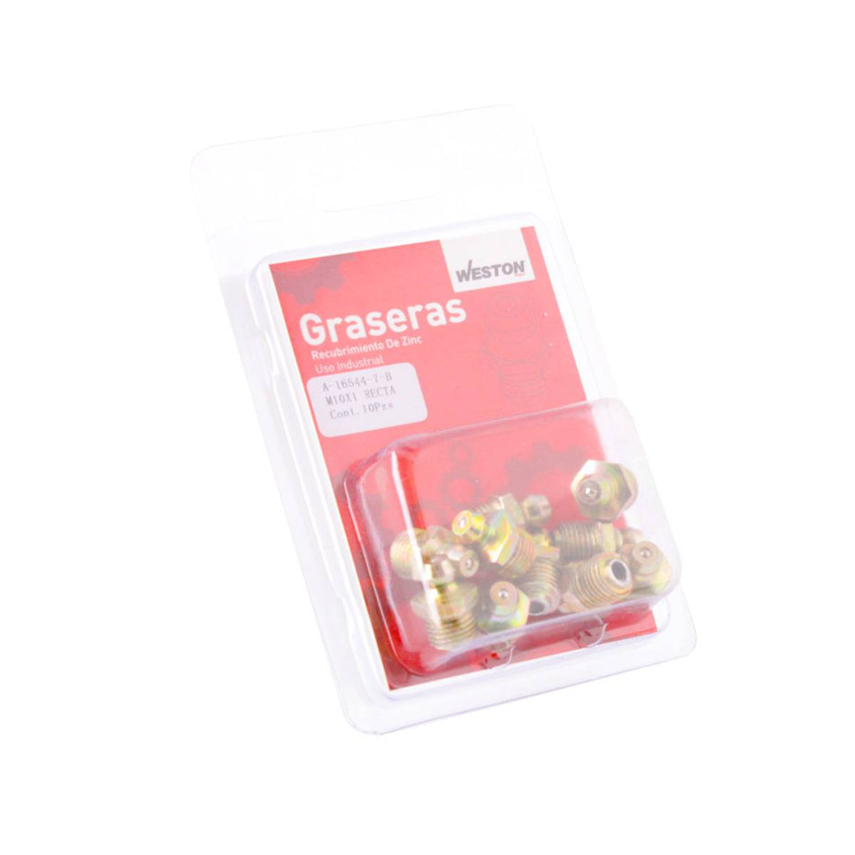 GRASERA M10 X 1  RECTA BLISTER DE 10 PIE