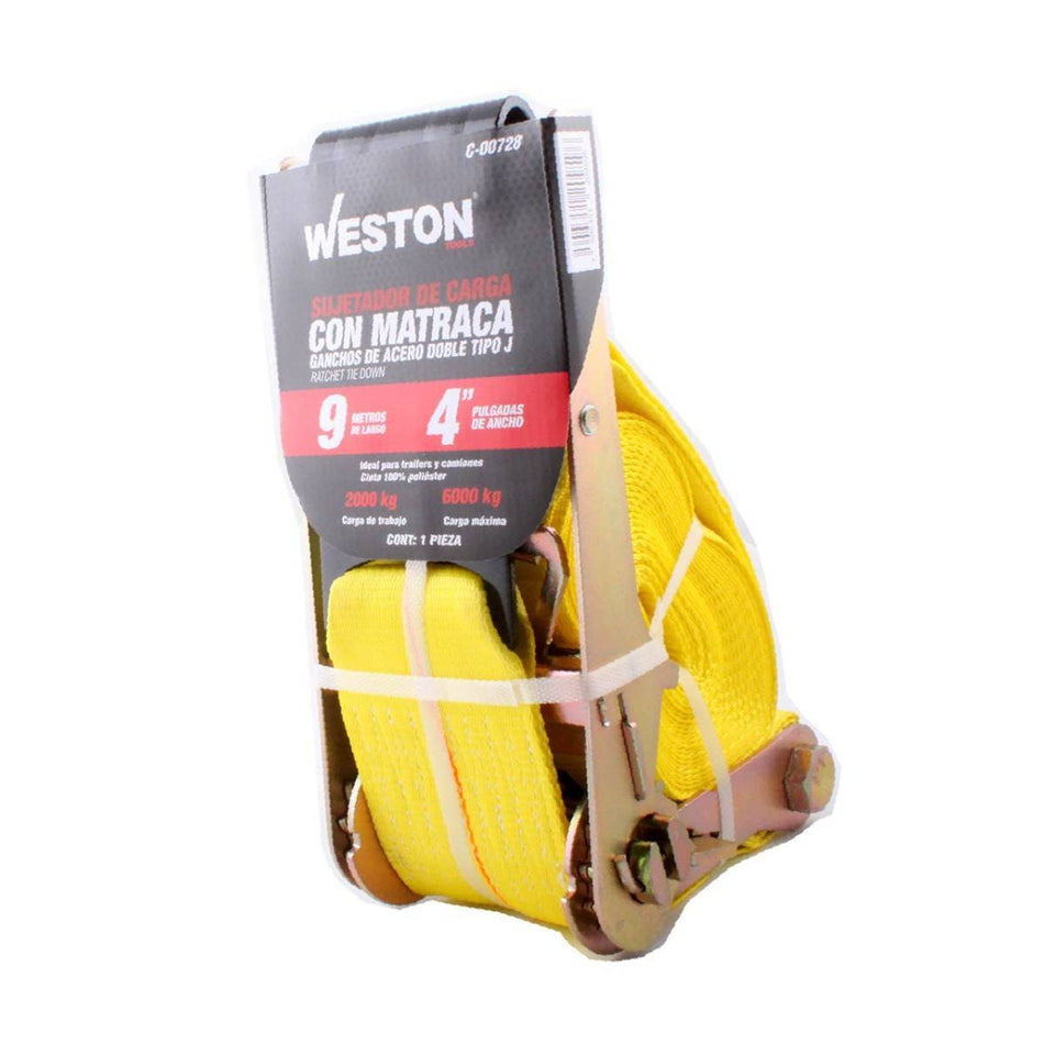 SUJETADORES CON MATRACA 4" X 9M, WESTON