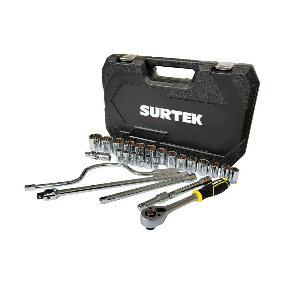 Juego de dados y accesorios cuadro de 1/2" en pulgadas, 27 piezas Surtek F581S