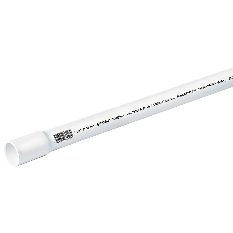 Tubo de 3 m de PVC de 1-1/4' hidráulico