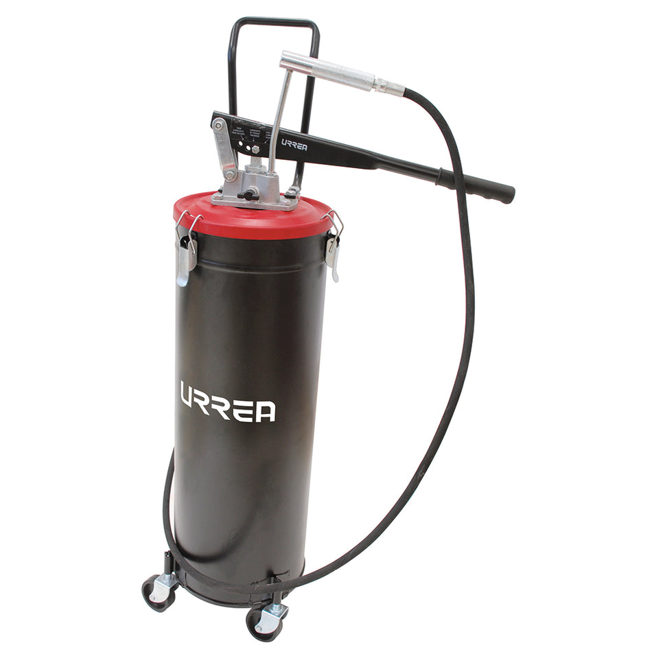Inyector de grasa con cubeta de palanca con ruedas de 20 kg, 4,000 PSI Urrea 23622
