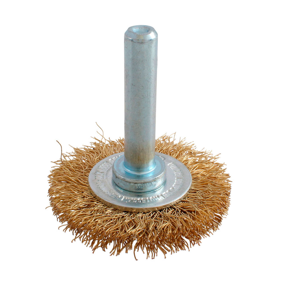 Carda circular ondulada alambre delgado 4" x 0.30 mm con zanco 1/4" Urrea C861