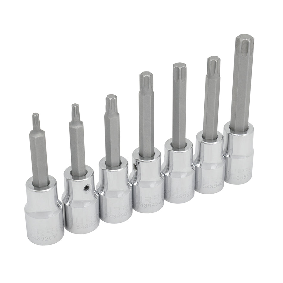 Juego de dados con punta torx cuadro de 1/2", en riel, 7 piezas Urrea 5439C