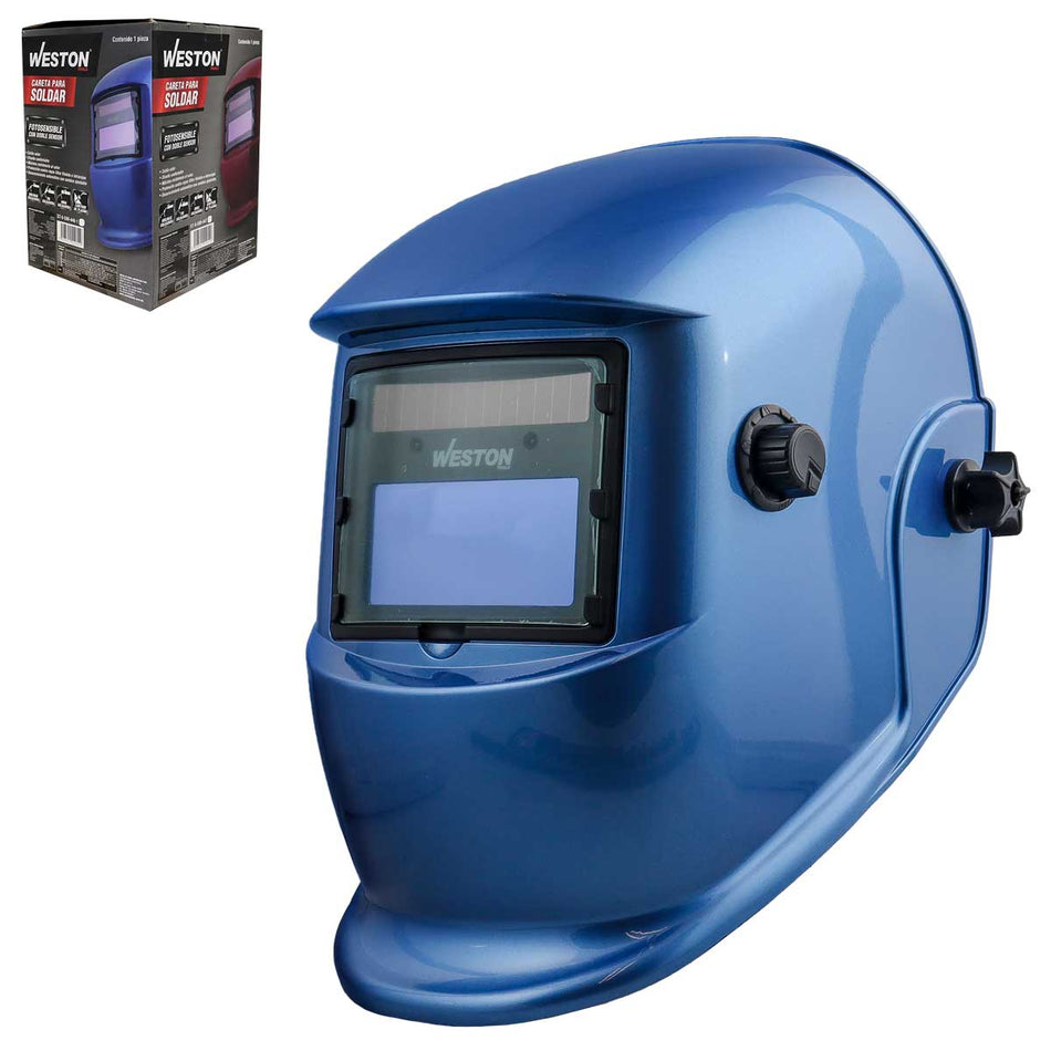 CARETA P/SOLDAR ELEC. SENCILLA COLOR AZU