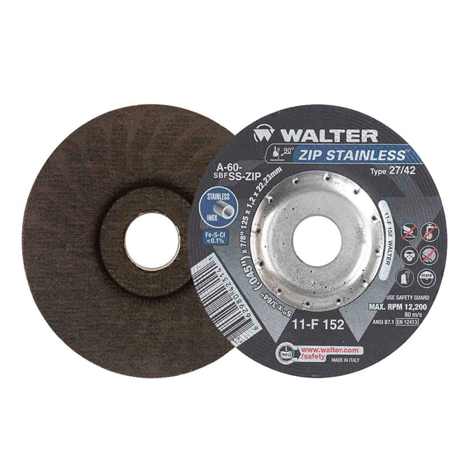 DISCO DE CORTE 5" X 3/64 X 7/8 TIPO 27 GRANO 60 WALTER 11F152